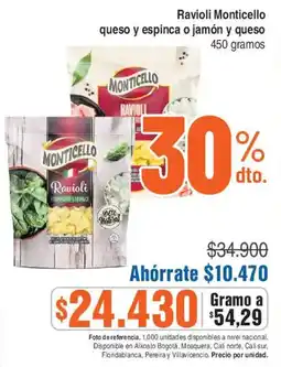 Ktronix Monticello ravioli queso y espinca o jamon y queso oferta