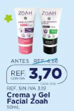 FarmaTodo Zoah crema y gel facial oferta