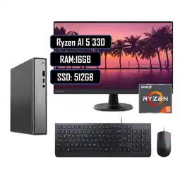 Falabella PC ThinkCentre Tiny Neo 55Q Gen 6, AMD Ryzen AI 5 330, SSD 512B, DDR5 16GB, Monitor 23.8 oferta