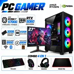 Falabella PC Gamer Ryzen 7 5700G | RTX 5060 8GB GDDR6 | 32GB RAM | 512GB SSD | MONITOR 27| B550 WIFI+BLUE oferta