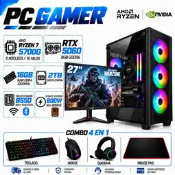 Falabella PC Gamer Ryzen 7 5700G | RTX 5060 8GB GDDR6 | 16GB RAM | 2TB SSD | MONITOR 27| B550 WIFI+BLUE oferta