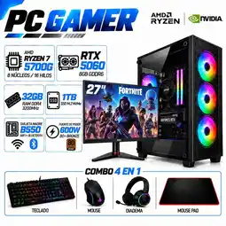 Falabella PC Gamer Ryzen 7 5700G | RTX 5060 8GB GDDR6 | 32GB RAM | 1TB SSD | MONITOR 27| B550 WIFI+BLUE oferta