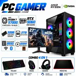 Falabella PC Gamer Ryzen 7 5700G | RTX 5060 8GB GDDR6 | 32GB RAM | 2TB SSD | MONITOR 27| B550 WIFI+BLUE oferta