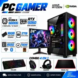 Falabella PC Gamer Ryzen 7 5700G | RTX 5060 8GB GDDR6 | 16GB RAM | 2TB SSD | MONITOR 24| B550 WIFI+BLUE oferta