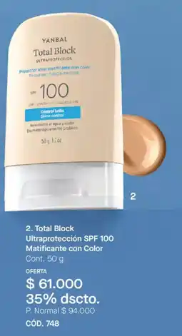 Yanbal Yanbal total block ultraprotección spf 100 matificante con color oferta