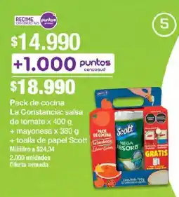Jumbo La Constancia salsa de tomate x 400 g + mayonesa x 380 g + toalla de papel Scott oferta