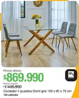 Jumbo M+ DESIGN Comedor 4 puestos Domi gris oferta
