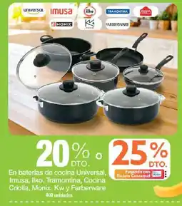 Jumbo Baterías de cocina Universal, Imusa, Ilko, Tramontina, Cocina Criolla, Monix, Kw y Farberware oferta