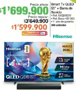 Jumbo Hisense Smart Tv QLED 55" + Barra de Sonido oferta