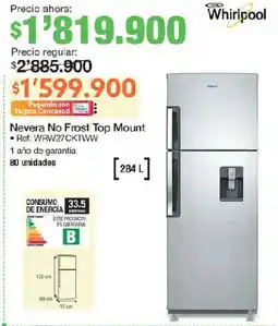 Jumbo Whirlpool Nevera No Frost Top Mount oferta