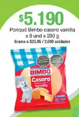 Jumbo Bimbo Ponqué casero vainilla oferta