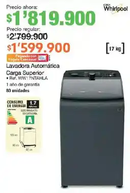 Jumbo Whirlpool Lavadora Automática Carga Superior oferta