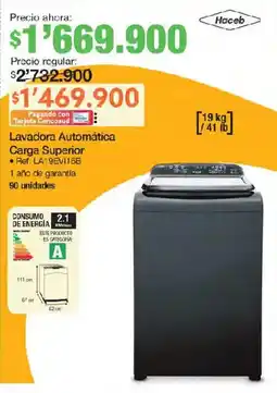 Jumbo Haceb lavadora automática carga superior oferta