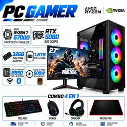 Falabella PC Gamer Ryzen 7 5700G | RTX 5060 8GB GDDR6 | 32GB RAM | 1.5TB SSD | MONITOR 27| B550 WIFI+BLUE oferta
