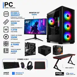 Falabella PC RYZEN 5 5600GT / RAM 32GB / 1.5TB SSD / MONITOR 22 / MESA GAMER Z oferta