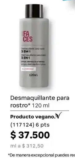Natura Faces desmaquillante para rostro 3 en 1 oferta