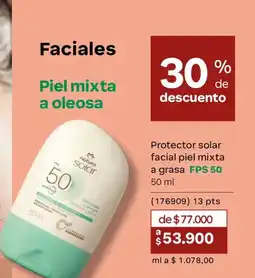 Natura Natura solar protector solar facial piel mixta a grasa oferta