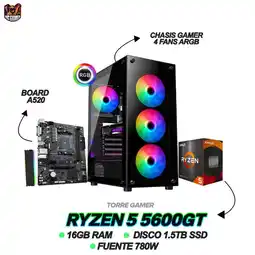 Falabella TORRE GAMING - RYZEN 5 5600GT - RAM 16GB - 1.5TB SSD - FUENTE 780W - 4 FANS RGB oferta