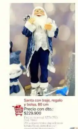Santa con traje, regalo y bolsa