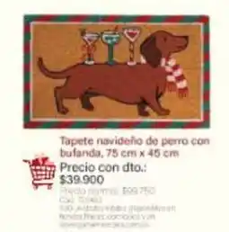 Panamericana Tapete navideño de perro con bufanda oferta