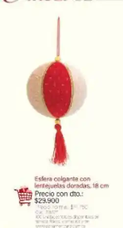 Panamericana Esfera colgante con lentejuelas doradas oferta