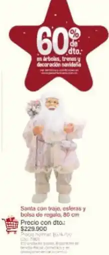Panamericana Santa con traje, esferas y bolsa de regalo, 80 cm oferta