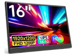 Falabella Monitor portátil de 16.0 pulgadas FHD 1920x1200P USB C HDMI Ultradelgado IPS para viajes pantalla oferta