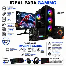 Falabella PC RYZEN 5 5600GT / RAM 16GB / 1TB SSD / BOARD A520 / MONITOR 27 / 700W 80+ oferta