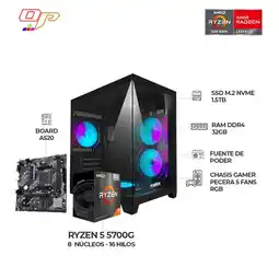 Falabella COMPUTADOR GAMER RYZEN 7 5700G+ CHASIS PECERA 5 FANS + RAM 32GB SSD 1.5TB 600W oferta