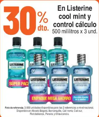 Alkosto Listerine cool mint y control cálculo oferta