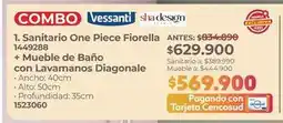 Easy Vessanti - sanitario one piece fiorella 1449288 + mueble de baño con lavamanos diagonale oferta