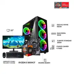 Falabella PC GAMER RYZEN 5 5600GT + MONITOR 22 FHD - BOARD A520 - RAM 32GB - SSD 512GB oferta