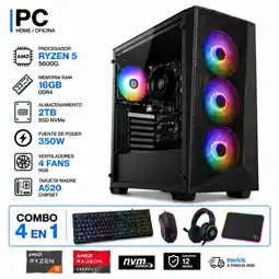 Falabella PC GAMER RYZEN 5 5600GT - RAM 16GB - SSD 2TB - BOARD A520 - FUENTE 350W- COMBO 4 EN 1 oferta