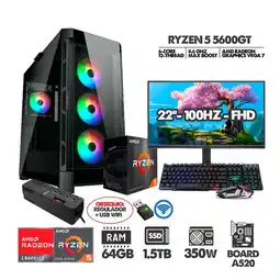 Falabella PC R5 5600GT+ MONITOR 22 FHD+ RAM 64GB+ SSD 1,5TB+ OBSEQUIO REGULADOR+ USB WIFI oferta