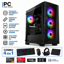 Falabella PC GAMER RYZEN 5 5600GT - RAM 32GB - SSD 512GB - BOARD A520 - FUENTE 350W- COMBO 4 EN 1 oferta