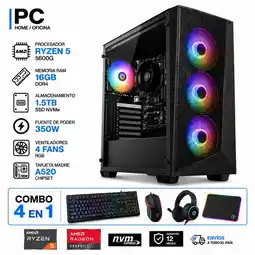 Falabella PC GAMER RYZEN 5 5600GT - RAM 16GB - 1.5TB - BOARD A520 - FUENTE 350W- COMBO 4 EN 1 oferta