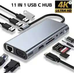 Falabella Adaptador convertidor 11 en 1 tipo C USB, HDMI, Rj45, HDMI, VGA, expansión para Portátil oferta