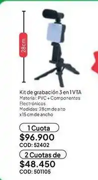 Nova Venta Kit de grabación 3 en 1 vta oferta
