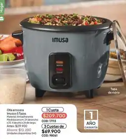 Nova Venta Imusa - olla arrocera imusa x 5 tazas oferta