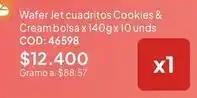Nova Venta Wafer - jet cuadritos cookies & cream bolsa x 140gx 10 unds cod: 46598 oferta