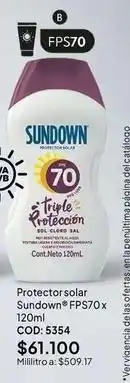 Nova Venta Sundown - protector solar fps70x 120ml cod: 5354 oferta