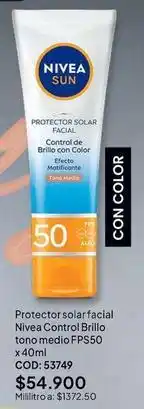 Nova Venta Nivea - protector solar facial control brillo tono medio fps50 x40ml cod: 53749 oferta