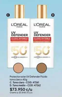 Nova Venta Protector solar uv defender fluido oferta