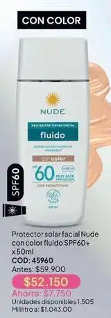 Nova Venta Nude - protector solar facial con color fluido spf60+ x 50ml oferta
