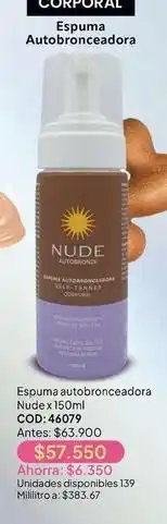 Nova Venta Nude - espuma autobronceadora x150ml cod:46079 oferta