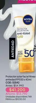Nova Venta Nivea - protector solar facial antiedad fps50 x 40ml cod: 52542 oferta