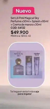 Nova Venta Lili pink - set magical sky perfume x 50ml + splash x 85ml + crema de manos x 30ml cod: 54132 oferta