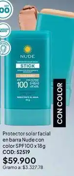 Nova Venta Nude - protector solar facial en barra con color spf100 x 18g cod: 52519 oferta