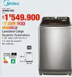 Metro Midea lavadora carga superior automática oferta