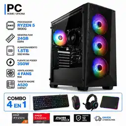 Falabella PC GAMER RYZEN 5 5600GT - RAM 24GB - 1.5TB - BOARD A520 - FUENTE 350W- COMBO 4 EN 1 oferta